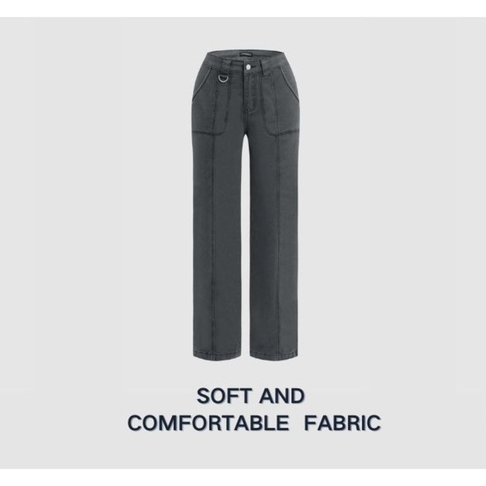 Straight Leg Utility Pants in Charcoal Gray